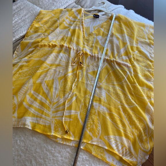 Yellow Palm Tree Design Swim Suit Coverup - One Size - Picture 4 of 7